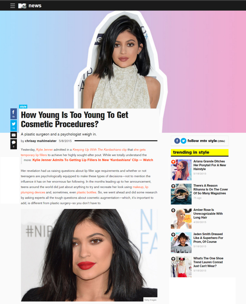 MTV.com Asked Plastic Surgeon, Dr. Kim How Young Is Too Young To Get Cosmetic Procedures?
